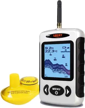 LUCKY Drahtloser Fischfinder Sonarsensor Tragbarer Sonar Fischfinder LCD Display