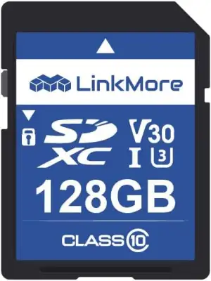 LinkMore SD Karte 128GB, XV13 SDXC Speicherkarte, UHS-I, U1, V30, Speicherkarte Kamera, Lesegeschwindigkeit bis zu 98 MB/s, Schreibgeschwindigkeit bis zu 75 MB/s