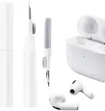 ICARER Clean Kit für AirPods Pro 3 2025 AirPods Pro 2/Pro AirPods 2/3/4, 3 in 1 Multifunktions Kopfhörer Reinigungsset Werkzeug Weiche Bürste Beflockungsschwamm für AirPods iPhone Kamera Tastatur-Weiß