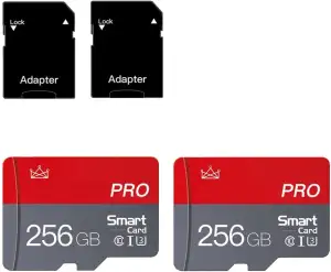 256GB Micro Memory Card Class 10 Memory Cards with Adapter Class 10 High Speed Mini TF Card for Smartphones/Camera/Tablet 2-Pack