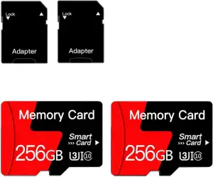 2er-Pack 256GB MicroSD Speicherkarte mit Adapter, Class 10, UHS-I, U3, A1, für Smartphone, Drohne, Dashcam