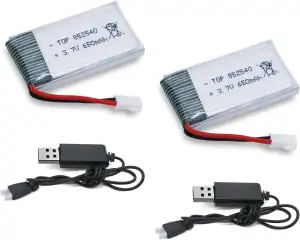 3.7V 650mAh Lipo Akku - Wiederaufladbare Drohnen RC Akku 2 Stück mit USB XH2.54 