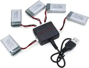 3.7V 400mAh Lipo Akku - Wiederaufladbare Drohnen RC Akku 5 Stück mit 5in1 USB Ladegerät für Syma ...