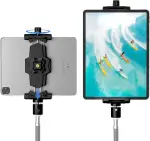KDD iPad Stativ Halterung Adapter, Tablet Halterung Stativ Handyhalterung mit Kugelkopf, 360° Drehbar Tablet Halterung Stativgewinde für iPad Pro 12.9 Air Mini 3 4 Galaxy Tab Surface Pro Selfie Stick