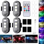 Mineup 4 Stück Kabellose Led Lichter, 8 Farbiges Strobe Drone Light, Fernbedienung Blitzlicht mit...
