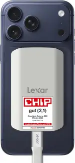 Lexar ES5 Tragbare SSD 1TB, USB 3.2 Gen2x2 mit bis zu 2.000 MB/s Lesen und Schreiben, IP65-Schutz, Magsafe Phone SSD Unterstützt Apple ProRes 4K (iPhone 15/16), Galaxy S25 8K, Flüssige Silikonhülle