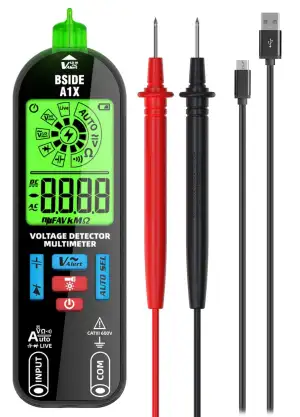 BSIDE A1X Digital Multimeter Wiederaufladbar mit ID-Zeiger LCD Taschen Multimeter Klein Automatisch Berührungslose Spannungsprüfer 6V-1000V Widerstand Spannung Durchgang Dioden kapazitätsmessung