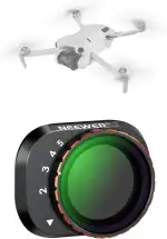 NEEWER Variabler ND Filter, kompatibel mit DJI Mini 4 Pro, ND2-32 1-5 Stop, Snap On, mehrfach beschichtetes HD Optikglas, Metallrahmen, Drohnen Kamera Objektiv Graufilter, Luftbildfotografie Zubehör