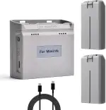 Mini 4K/2/SE Akku 2er-Pack mit Schnellladestation, 2400mAh, 7,7V 31Minuten Flugzeit, wiederaufladbarer Akku für DJI Mini 2 SE/Mini 4K Drohne