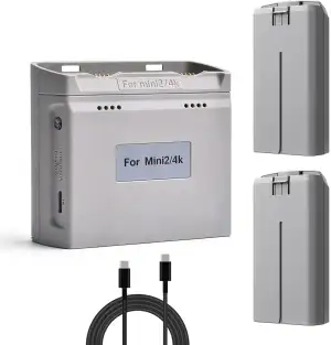 Mini 4K/2/SE Akku 2er-Pack mit Schnellladestation, 2400mAh, 7,7V 31Minuten Flugz