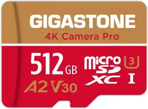 [5 Jahre kostenlose Datenrettung] GIGASTONE 512GB MicroSDXC Speicherkarte + SD-Adapter, 4K Kamera...