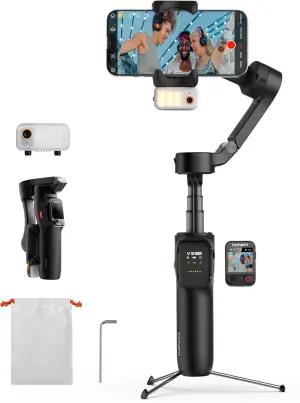 hohem iSteady V3 Ultra Smartphone Gimbal, iPhone Gimbal mit 360° Follow, multimodalem AI-Tracker, 1,22" Touchscreen, Integrierte Verlängerungsstange, iSteady 9.0 Handy Stabilisator für Vlog Tiktok