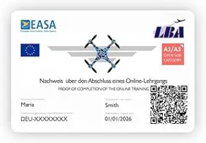 Drohnenführerschein nach LBA-Vorgaben - EU-Kompetenznachweis A1/A3 und A2 in Scheckkartengröße in...