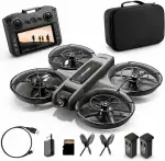 RC-Quadrocopter, (Drohne mit 12,5-cm HD-Display-Fernsteuerung, komplett geschütztem Propellerdesi...