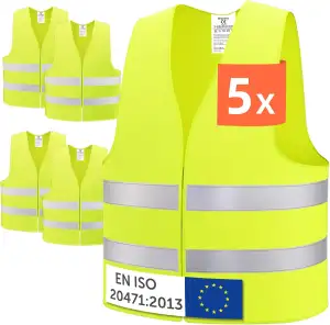 Warnwesten Auto 5er-Europaweit gültig nach EN ISO 20471-Warnweste Auto-Warnweste