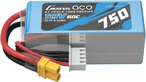 Gens Ace 3S 11,1V 750mAh 60C LiPo Akku Pack mit XT30 Stecker, Hochleistungs-Batt