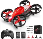 Holy Stone HS210F Mini Drohne für Kinder, 2 in 1 RC Quadrocopter mit Landmodus and Flugmodus, 2 Akku, One Key Start Höhenhaltung, 3D Flips, Headless Modus Spielzeug Geschenke für Jungen,Rot