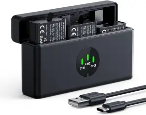 K&F CONCEPT Osmo Action 5 Pro Akku-Pack (3er-Pack) mit 3-Fach-Ladegerät, 2100-mA