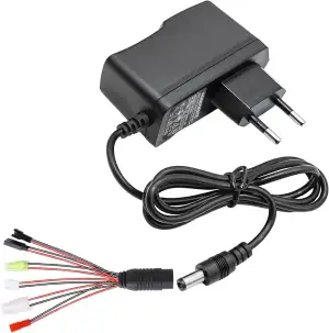 Intelligentes RC Ladegerät für 2-10s NIMH/NICD Akkus von Airsoft/RC Auto/Boot/Flugzeug/Drohne, Airsoft Ladegerät mit 5 Universaladaptern (Standard Tamiya, Mini Tamiya, SM 2P, JST, HuanQi, Dupont)