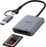 acer CFexpress Typ-B Kartenleser 10Gbps, USB-C+A Stecker auf CFB Card Reader, USB 3.2 Gen 2 bis zu 1250MB/s Speicherkartenleser für Laptop/PC/Tablet, iPhone 15-17, Samsung S26, MacBook iPad Pro usw.
