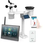 Bresser Wetterstation Funk mit Außensensor - solarbetrieben - und Thermo-Hygro-Funksensor MeteoChamp HD WLAN-Wetter-Center 7-in-1 inkl. Windmesser und Regenmesser, Grau