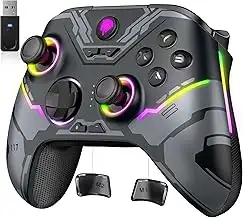 EasySMX X15 PC Controller Wireless mit 7 RGB Licht, Gaming Controller mit Hall J