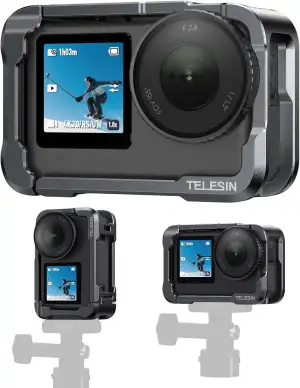 TELESIN Kamerakäfig für DJI Osmo Action 6 Zubehör, Aluminium Metall Cage Schutzg