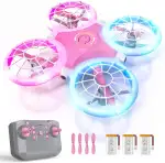 Mini Drohne für Kinder Spielzeug ab 6 Jahre,RC Flugzeug Drone mit LED Lichter Indoor & Outdoor Weihnachten Geburtstags Geschenke für Jungen und Mädchen,3 Akkus,360°Flips (Pink)