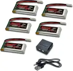 RoaringTop 3.7V 420mAh Lipo Batterie 25C mit MOLEX Stecker mit 5in1 Ladegerät für RC Drohne Quadcopter Hubschrauber Quadcopter FPV Modell Rennen H99W H31 H6C H98 AT-96 TR-P51 TR-F22 TR-C385