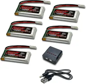 RoaringTop 3.7V 420mAh Lipo Batterie 25C mit MOLEX Stecker mit 5in1 Ladegerät fü