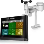 Bresser Wetterstation Funk mit Außensensor Wetter Center mit 5-in-1 Außensensor (Temperatur, Luftdruck, Luftfeuchtigkeit, Windmesser, Regenmesser), 20.2x13.8x3.8 cm