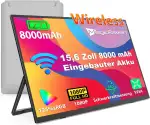 MAGICRAVEN Drahtloser Portable Monitor mit 8000-mAh Akku, 15,6 Zoll 1080P Tragbarer Monitor, Laptop Bildschirm Erweiterung, Mobiler Monitor IPS Screen, Unterstützt AirPlay/Miracast,für Laptop/Telefone