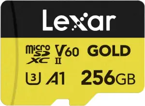 Lexar Micro SD Karte 256GB, microSDXC UHS-II Speicherkarte, V60, U3, A1, C10 microSD-Karte, Bis Z...