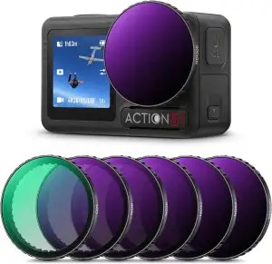 K&F CONCEPT ND Filtersets, Push-in Filter CPL, ND8, ND16, ND32, ND64, ND1000 Filter kompatibel mit DJI Osmo Action 5 PRO/Action 4, Polarisierende Neutral Density HD Glass