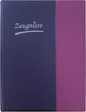 Idena 20104 - Zeugnismappe Ringbuch, DIN A4, 10 Hüllen, glasklar, violett, mit 4