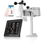 Bresser WLAN Wetterstation 8-in-1 mit Außensensor, WBGT-Hitzestress-Index, UV, Regen, Wind, Licht, WLAN, App-Steuerung, Raumklima, Wecker, Frostwarnung, schwarz