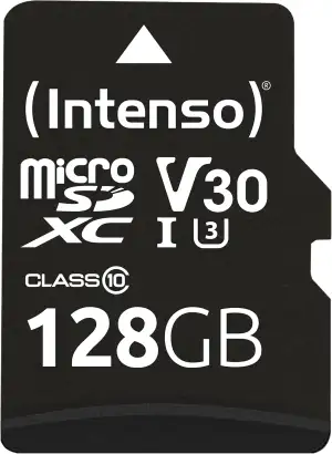 Intenso Professional microSDXC 128GB Class 10 UHS-I, U3, V30 Speicherkarte inkl. SD-Adapter (bis zu 100 MB/s), schwarz