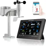 Bresser 7002586 Wetterstation Funk mit Aussensensor ClearView Wettercenter mit WLAN und 7-in-1 Profi-Sensor für Wind, Luftfeuchtigkeit, Temperatur, Niederschlag, UV-Level und Lichtintensität, Schwarz