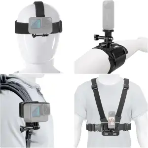 ChromLives Action Kamera Zubehör Set für Insta 360, 4 in 1 Kit mit Brustgurthalt