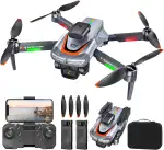 Drohne mit Kamera 4K, Lokalisierung des Lichtstroms in der Schwebe, 360°-Hindernisvermeidungskopf, Bürstenloser Motor, Ferngesteuerte Drohne mit 2 Akkus – Schwarz