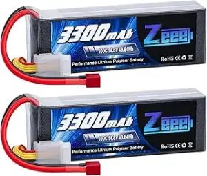 Zeee 4S Lipo 3300mAh 14,8V 100C Softpack RC Akku mit T Stecker für RC-Flugzeug, 