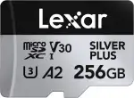 Lexar Silver Plus 256GB Micro SD Karte bis zu 205MB/s, MicroSDXC UHS-I Flash Speicherkarte mit Adapter, C10, U3, A2, V30, Full HD, 4K UHD, High Speed TF Karte für Drohne, Action-Kamera, Handkonsolen
