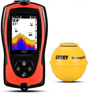 LUCKY Tragbarer Fischfinder Wandler Sonarsensor Wasser Tiefenmesser LCD Bildschi