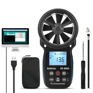 Windmesser HVAC Anemometer, Kethvoz Windmessgerät CFM Air Flow Tester Windgeschw