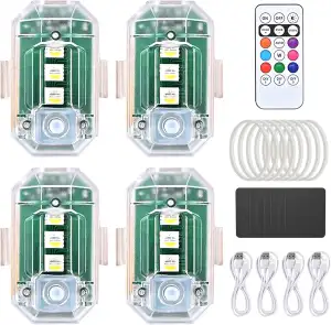 4 Stück Strobe Drone Light, Drahtloses Auto LED-Blitzlichter mit Fernbedienung,8
