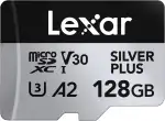 Lexar Silver Plus Micro SD Karte 128GB, Bis zu 205 MB/s Lesegeschwindigkeit, 150MB/s Schreibgeschwindigkeit, Speicherkarte Micro SD mit SD Adapter, UHS-I, A2, U3, V30, Klasse 10, 4K UHD microSDXC
