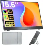 Upperizon Tragbarer Monitor 15,6 Zoll FHD 87% sRGB IPS HDR Externer Bildschirm mit Kickstand & Lautsprechern, USB-C HDMI Laptop Monitor für MacBook PC PS5 Xbox, VESA
