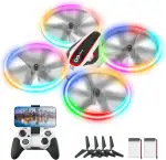 Drohne mit Kamera für Kinder, Mini Drone mit Bunte LED Lichter, RC Quadrocopter mit Kopflos Modus, Flugbahn, Spielzeug Geschenke für Jungen Mädchen Anfänger