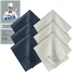 MR.SIGA Hochwertig Mikrofaser Reinigungstücher Brillenputztuch für Brillen, Bildschirme, Tabletten, Gläser, 6er Pack, 6 x 7 Zoll (15 x 18 cm), Marine/Grau