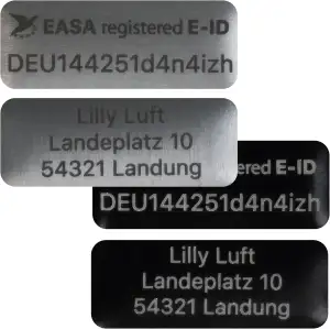 Flying-Drone Drohnen Plaketten-Set e-ID Kennzeichen Alu | Design EASA registrier
